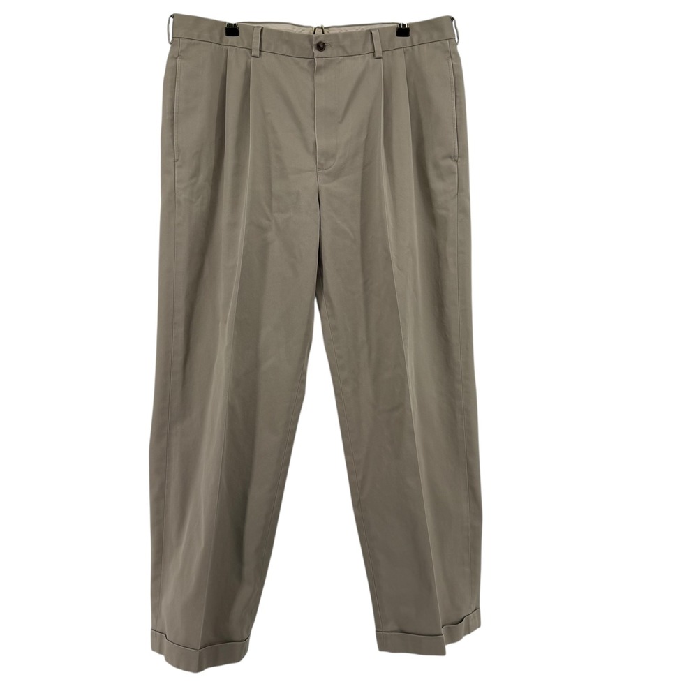 Brooks Brothers Advantage Chino Elliot Mens Pants‎ 38x31 Khaki Pleated Cotton